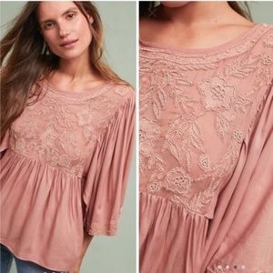 Love Sam Fluttered & Beaded Blouse Peach s